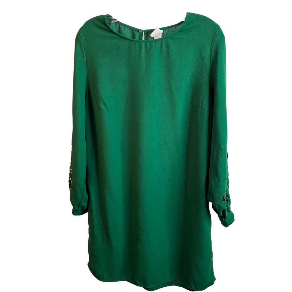 H & M Dress Green Floral Cut Out Sleeve 12
